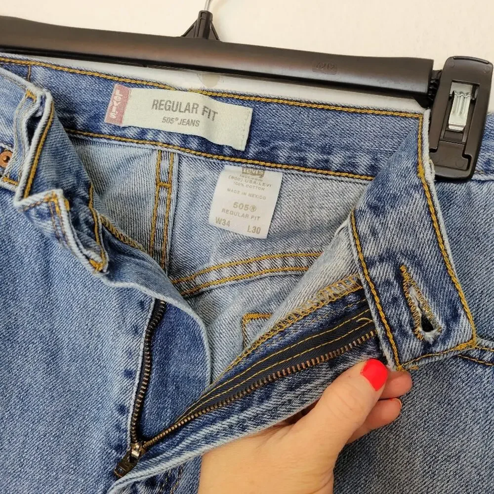 LEVI'S Men's 505 Regular Fit Jeans Straight Leg Size 34x30